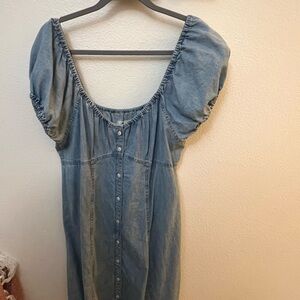 Madewell Blue Denim Gathered Dress